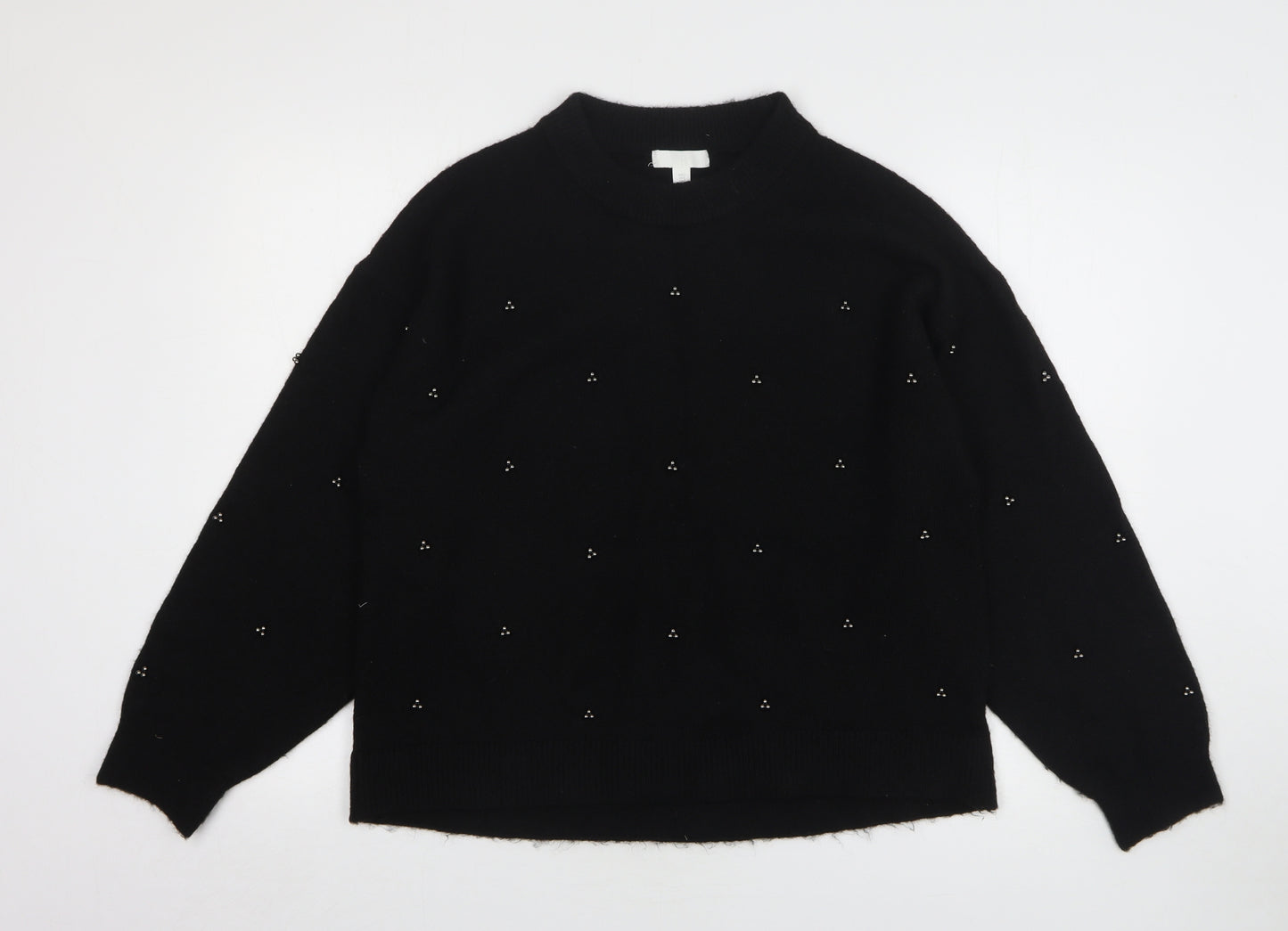 H&M Womens Black Round Neck Polyester Pullover Jumper Size S