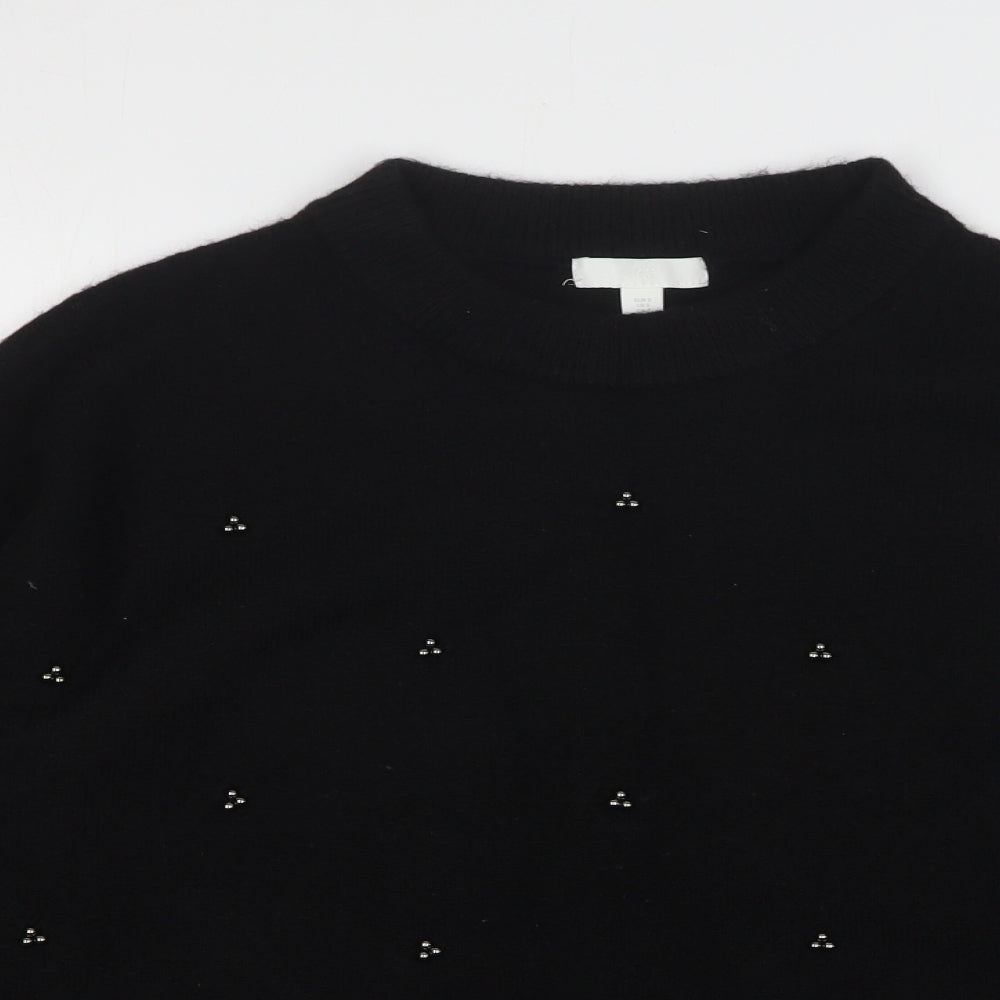 H&M Womens Black Round Neck Polyester Pullover Jumper Size S