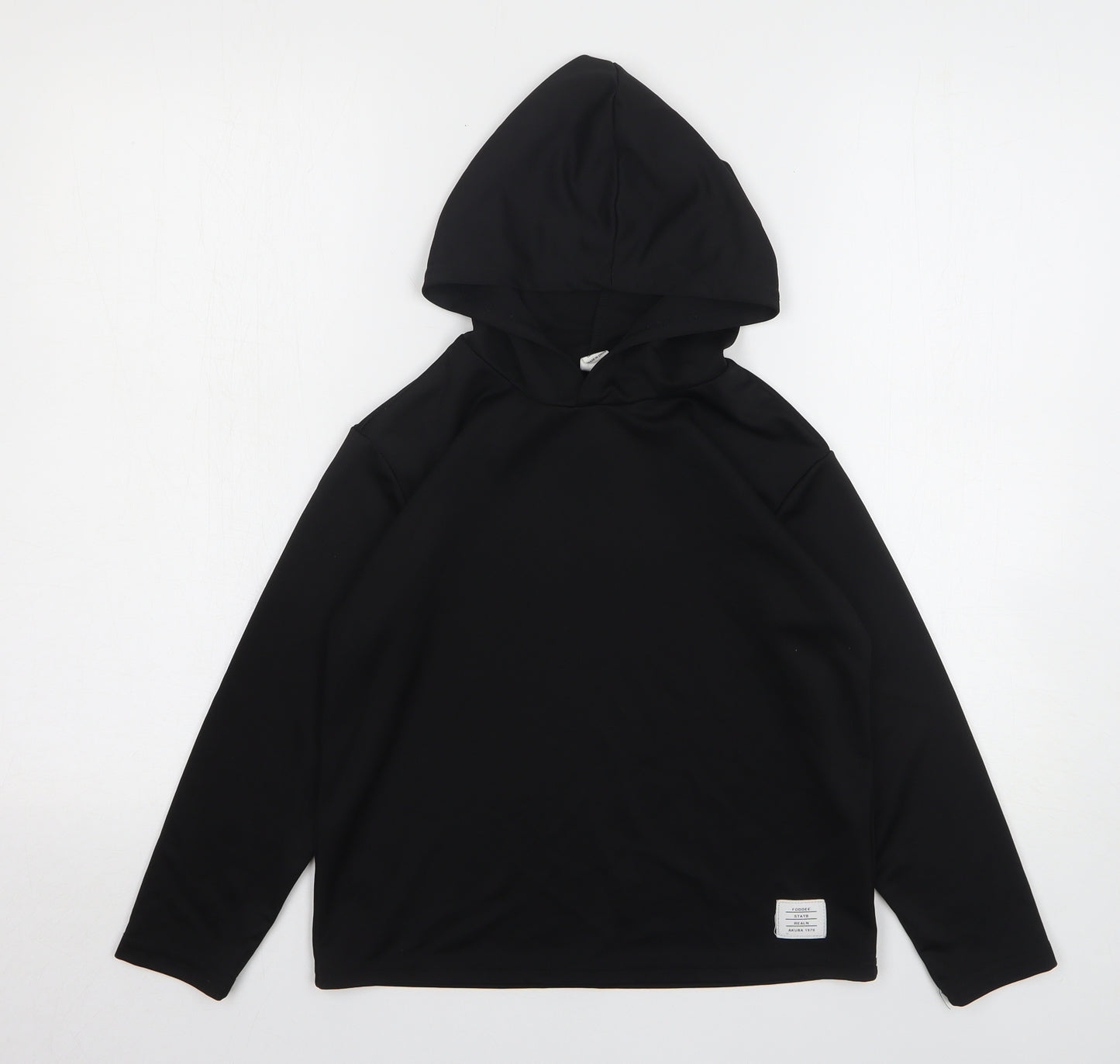 Shien Girls Black Polyester Pullover Hoodie Size 9 Years