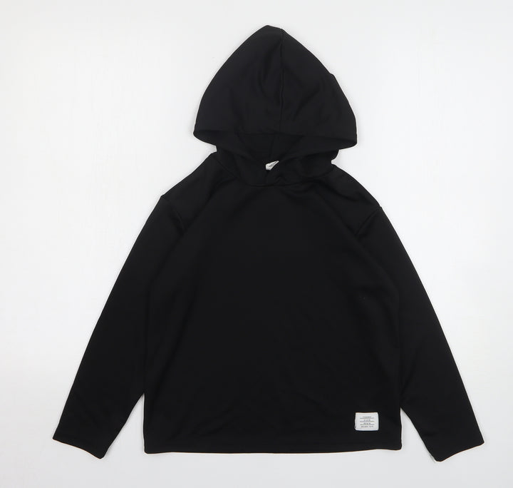 Shien Girls Black Polyester Pullover Hoodie Size 9 Years