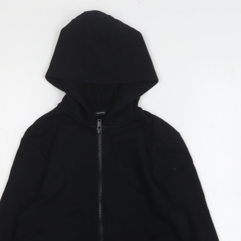 George Boys Black Cotton Full Zip Hoodie Size 8-9 Years