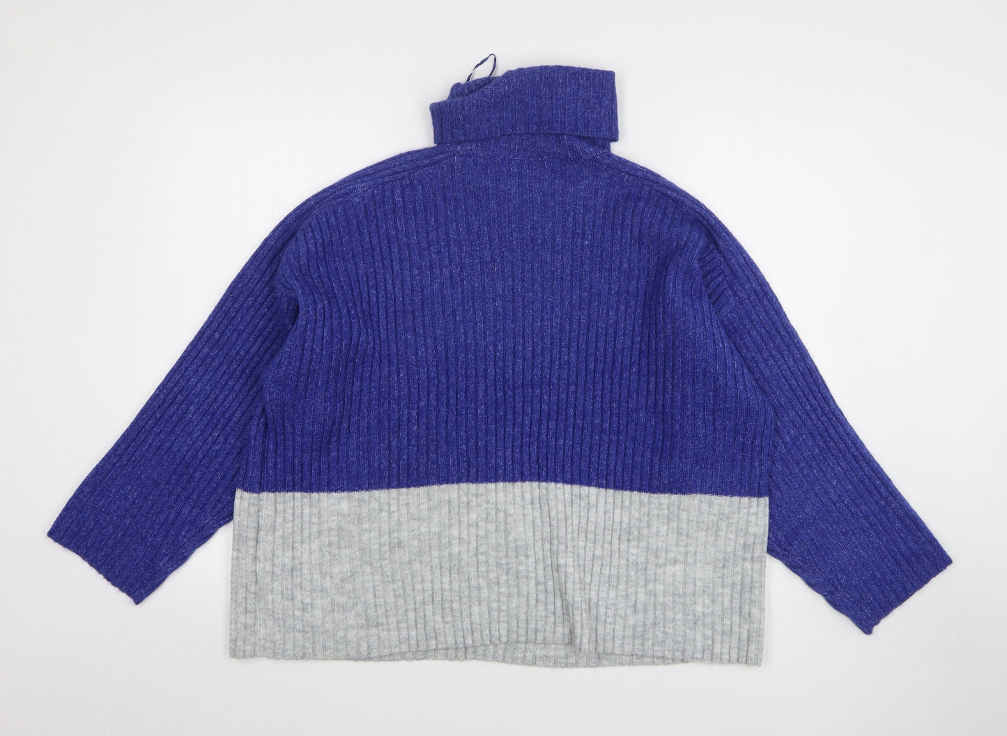 F&F Womens Blue Roll Neck Polyester Pullover Jumper Size M