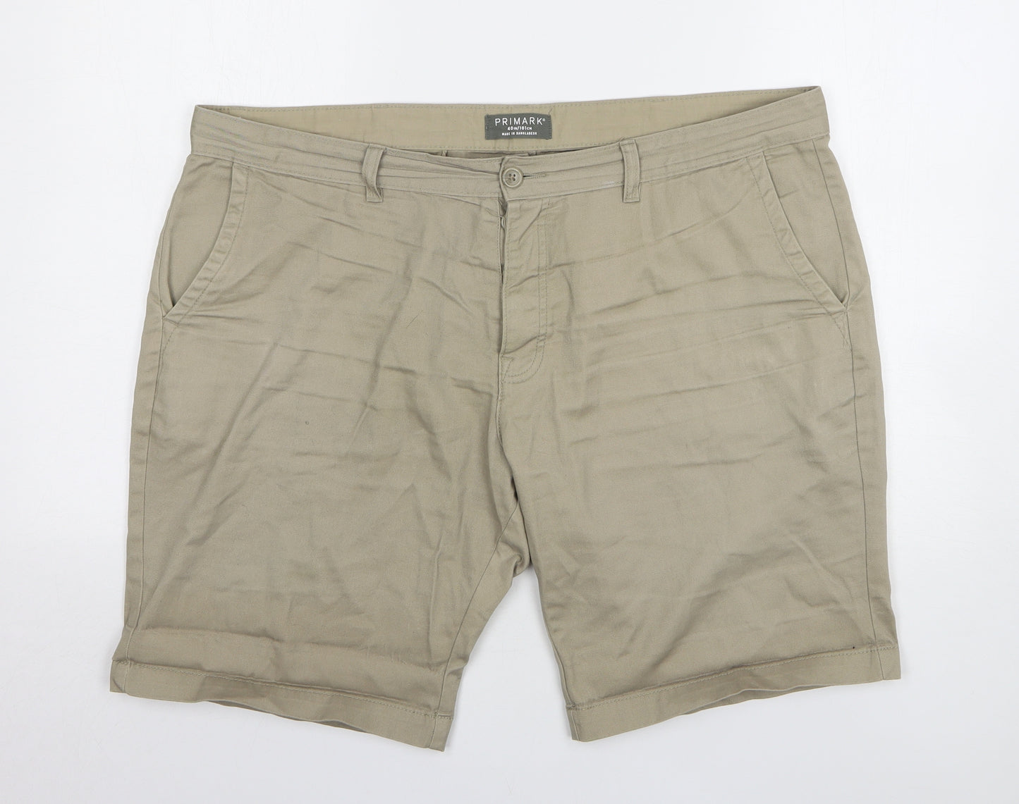 Primark Mens Beige Cotton Chino Shorts Size 40 L10 in Regular