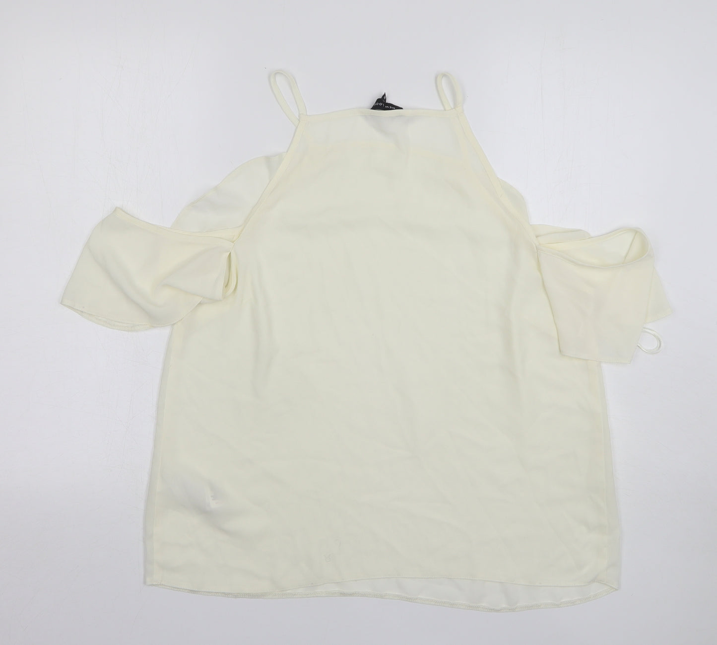 New Look Womens Ivory Polyester Basic Blouse Size 16 Round Neck