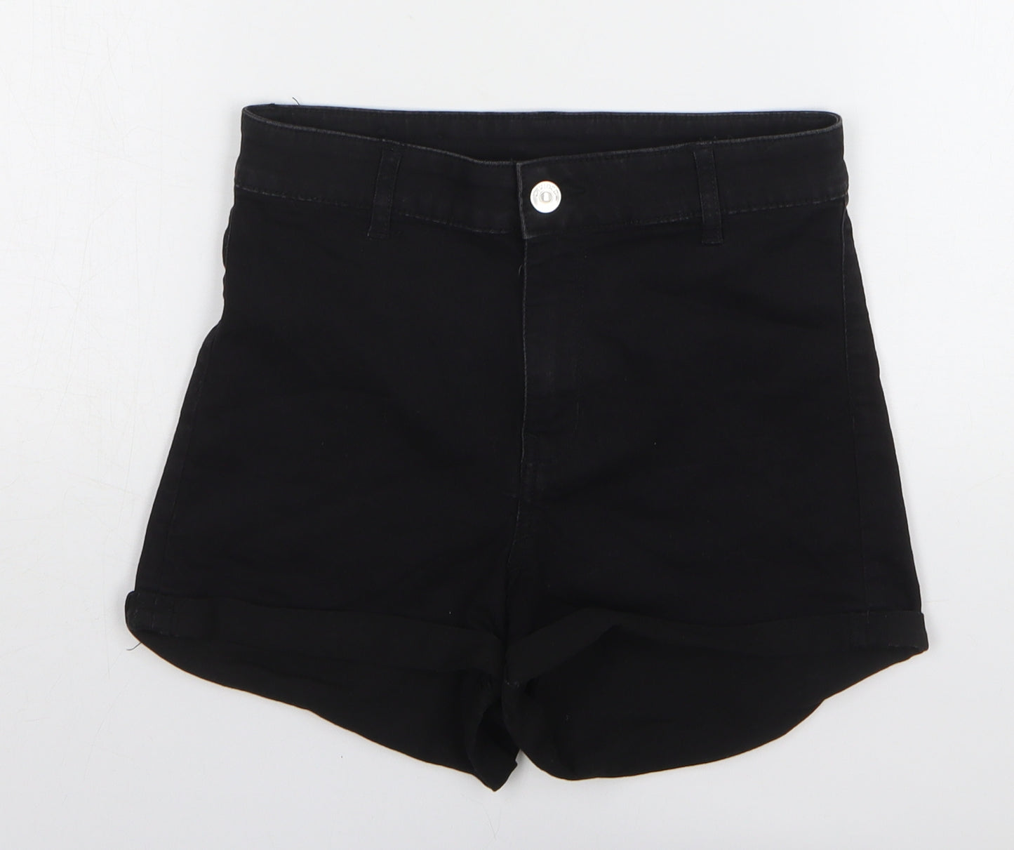 H&M Womens Black Cotton Mom Shorts Size 10 L3 in Regular