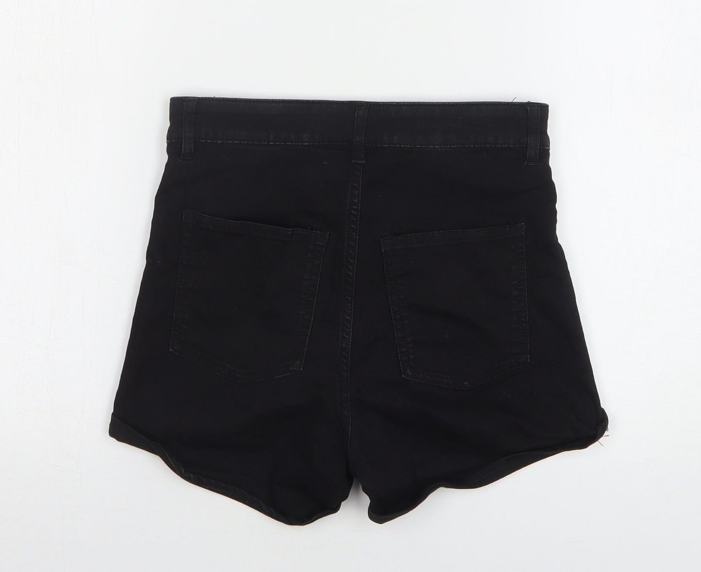 H&M Womens Black Cotton Mom Shorts Size 10 L3 in Regular