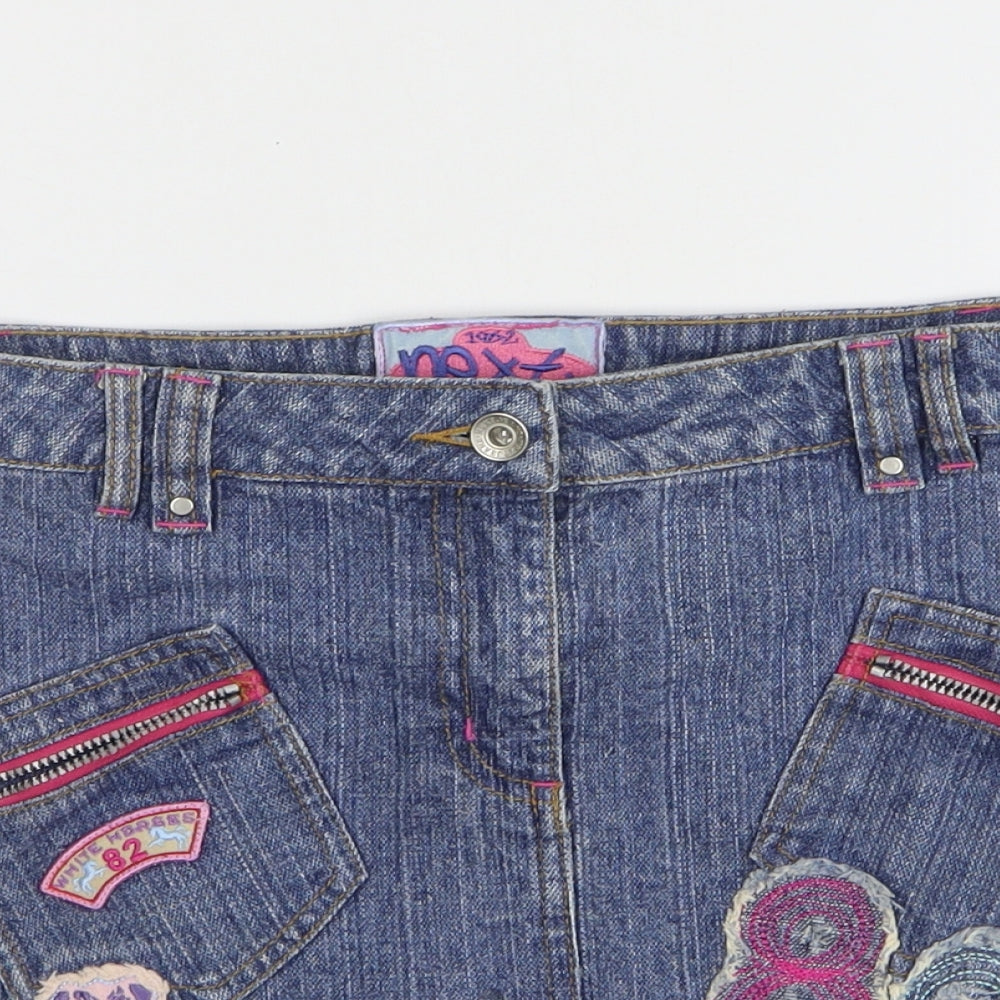 NEXT Girls Blue Cotton A-Line Skirt Size 12 Years Regular