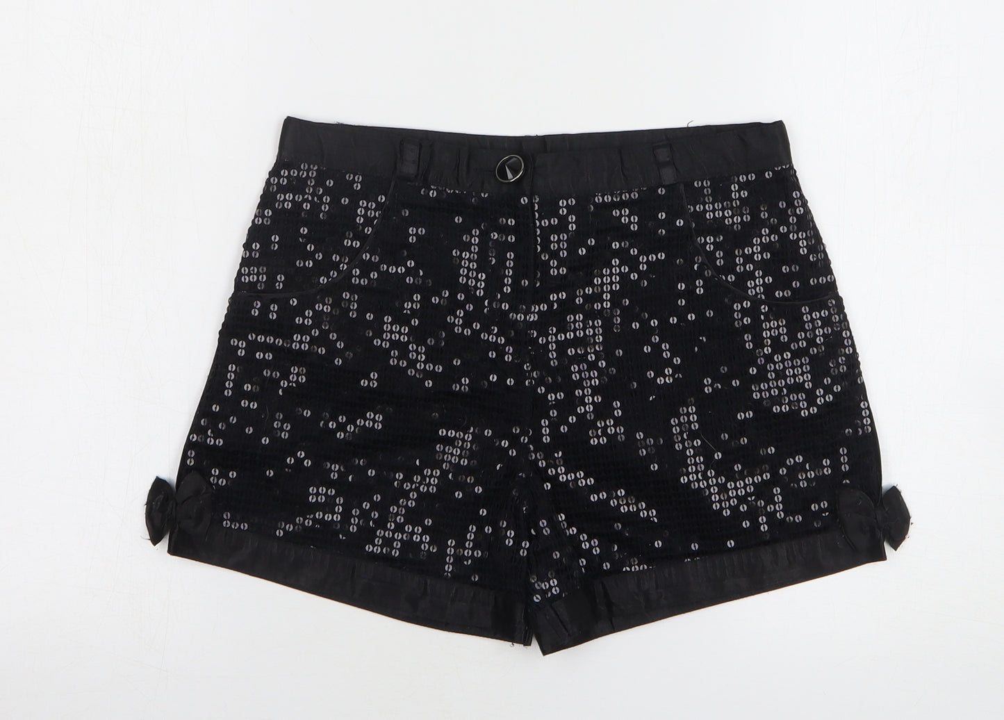 George Girls Black Cotton Mom Shorts Size 11-12 Years Regular