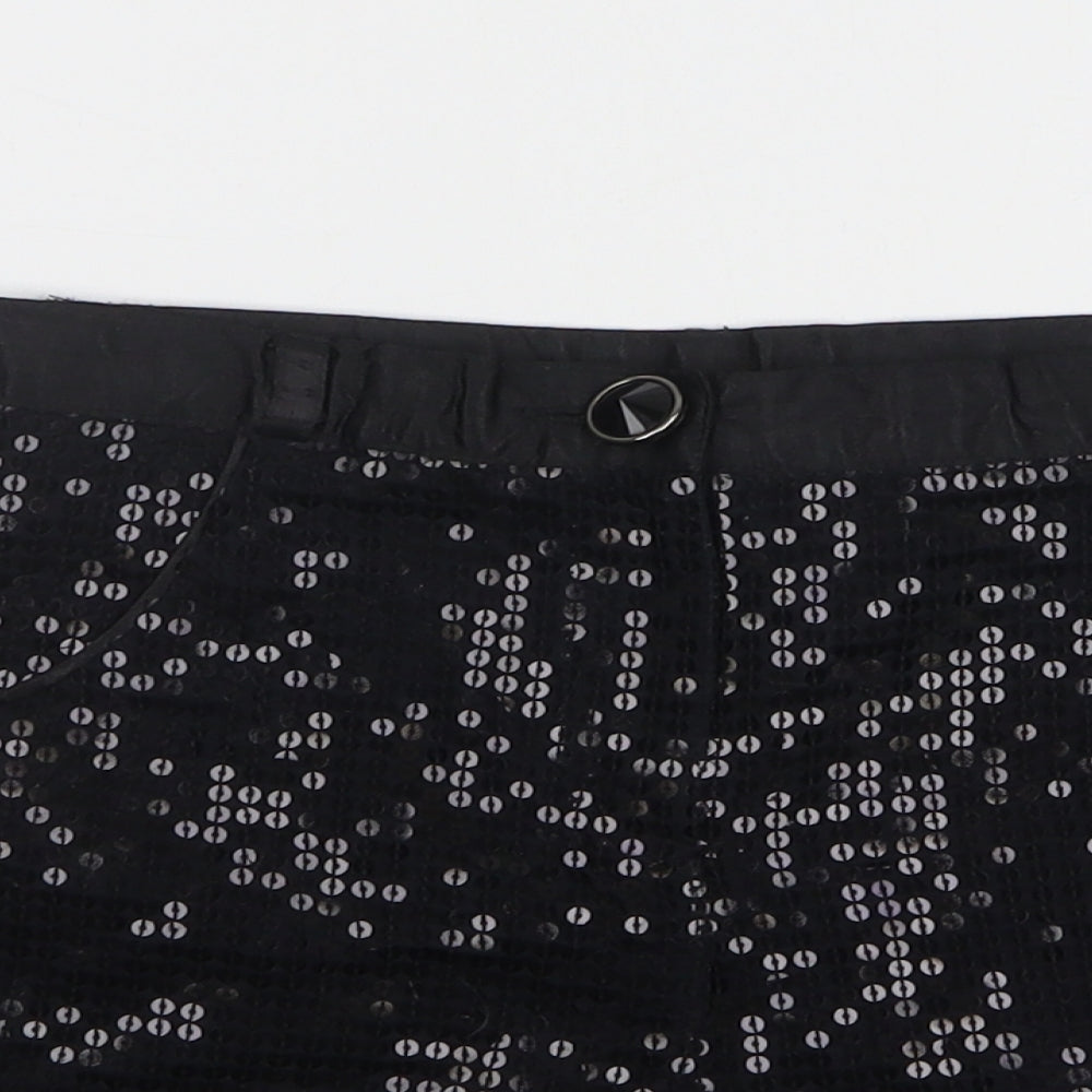 George Girls Black Cotton Mom Shorts Size 11-12 Years Regular