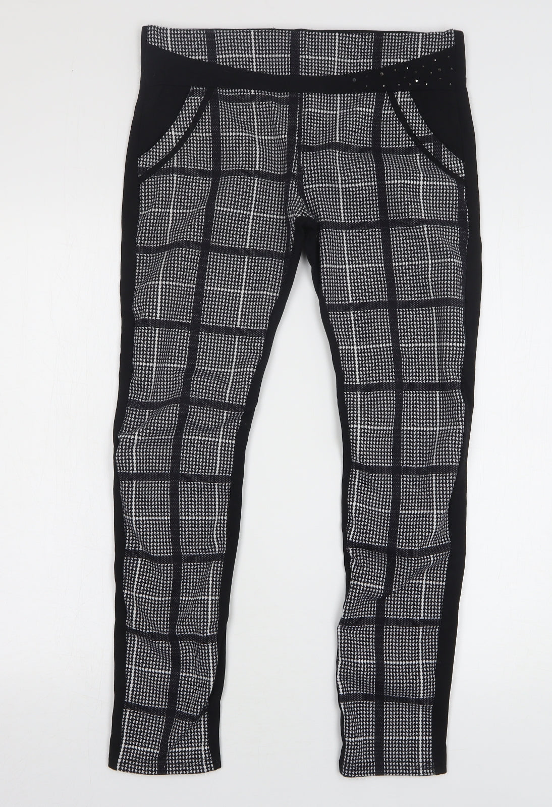 LD Style Womens Multicoloured Houndstooth Cotton Capri Leggings Size 14 L27 in