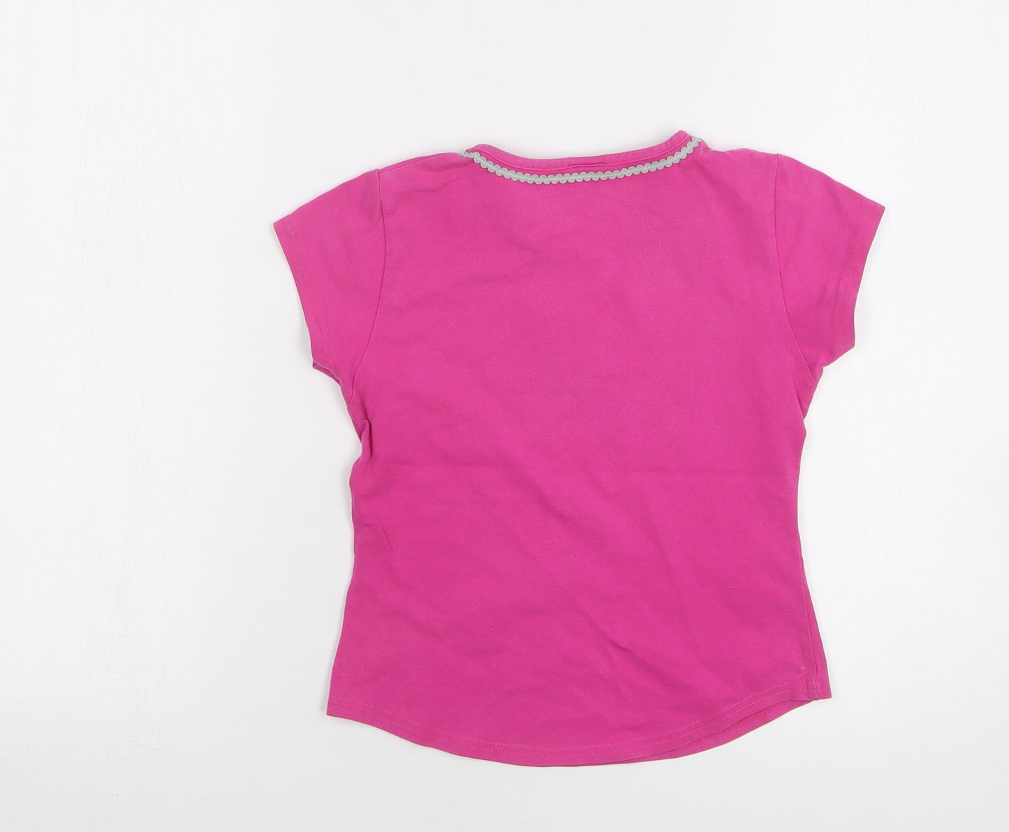 NEXT Girls Pink Floral Cotton Basic T-Shirt Size 7-8 Years Round Neck