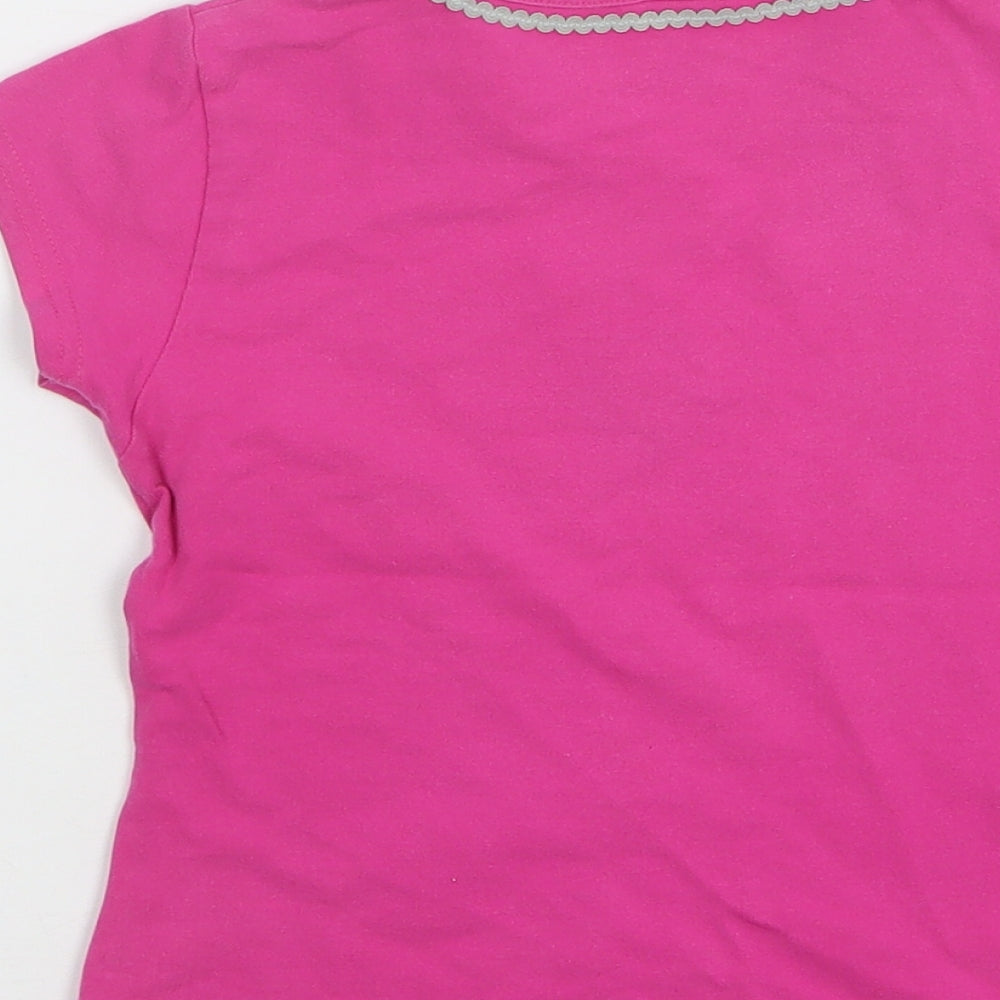NEXT Girls Pink Floral Cotton Basic T-Shirt Size 7-8 Years Round Neck