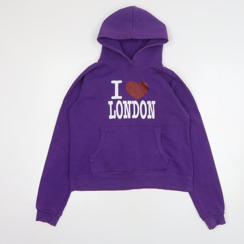 UK Womens Purple Cotton Pullover Hoodie Size M - I Love London