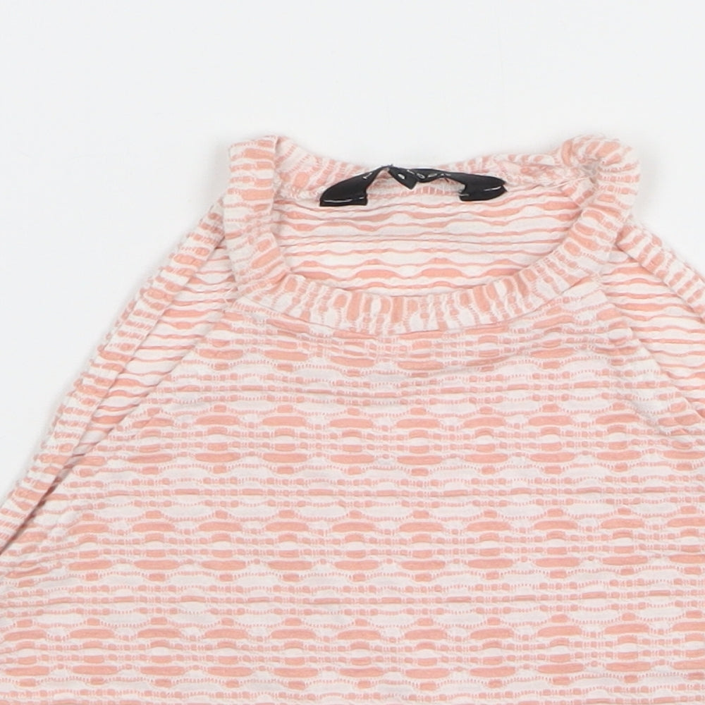 New Look Womens Pink Geometric Polyester Cropped Tank Size 8 Round Neck