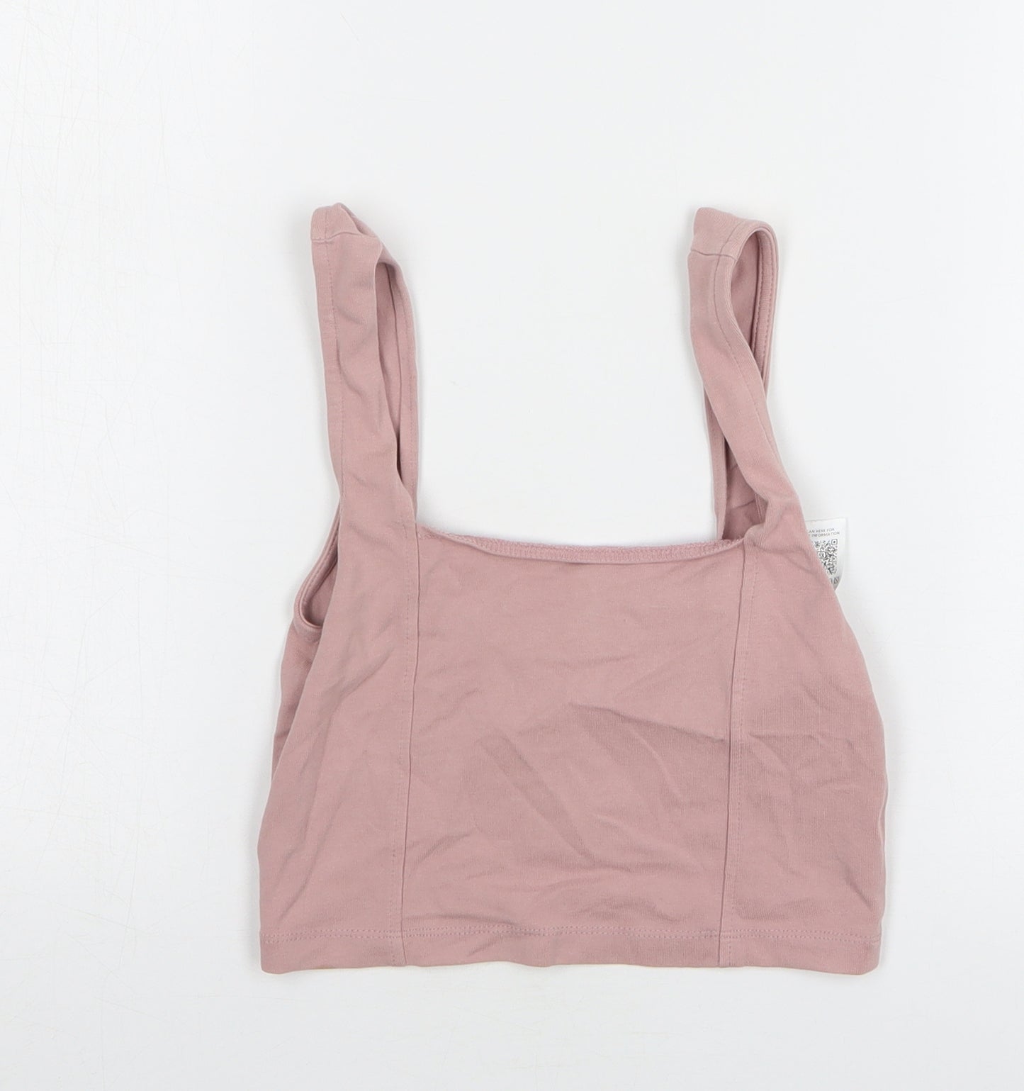 ASOS Womens Pink Cotton Cropped Tank Size 8 Square Neck