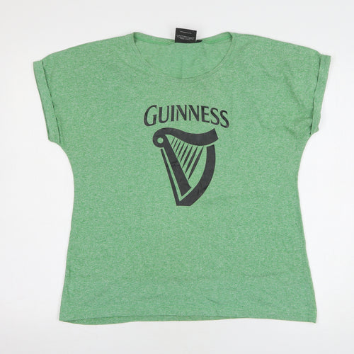 Guinness Womens Green Cotton Basic T-Shirt Size XL Round Neck