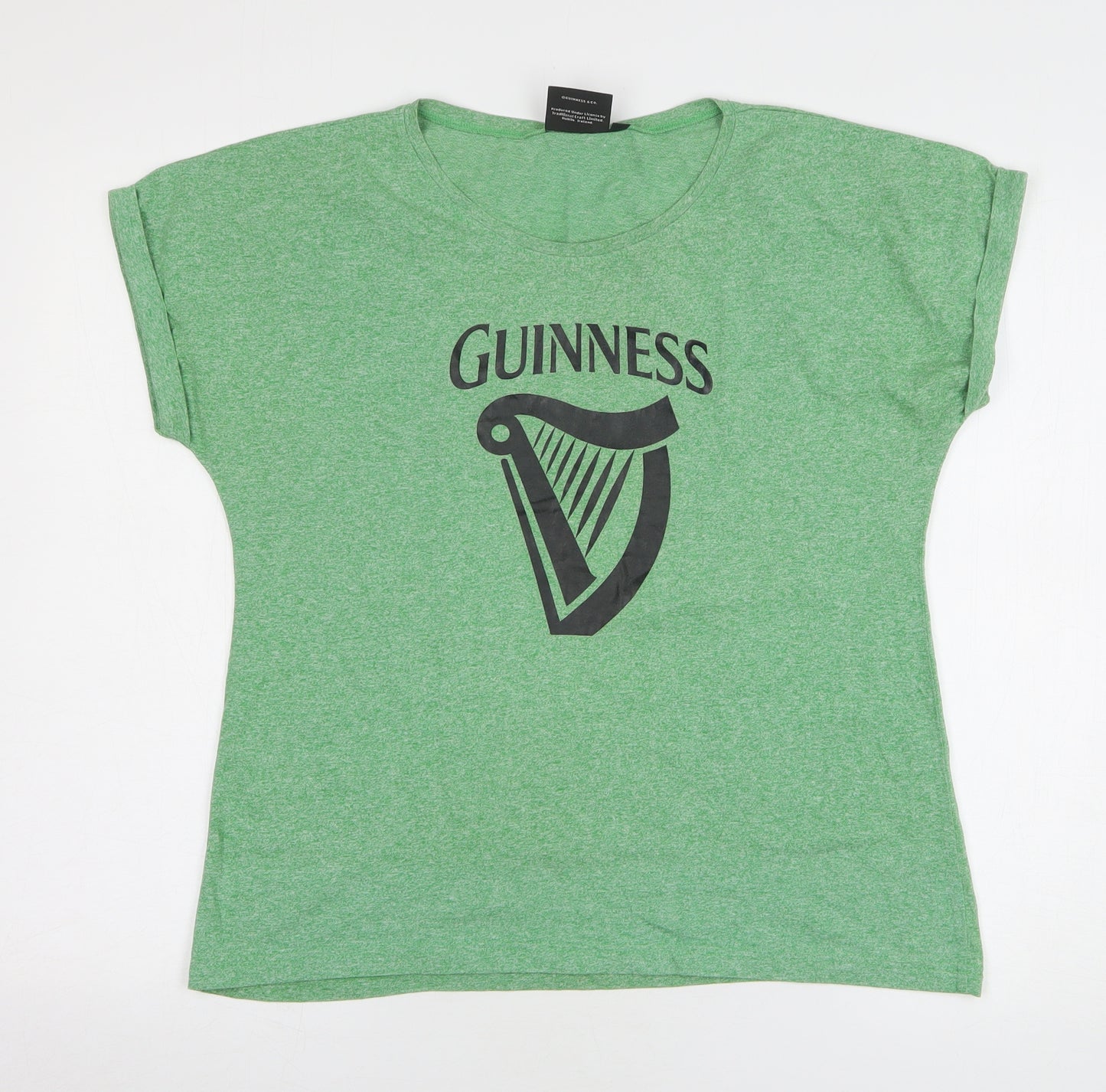 Guinness Womens Green Cotton Basic T-Shirt Size XL Round Neck