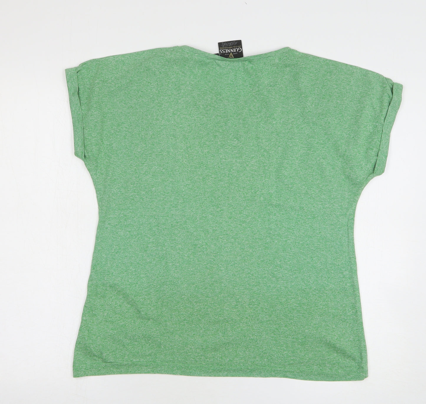 Guinness Womens Green Cotton Basic T-Shirt Size XL Round Neck