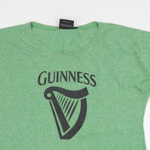 Guinness Womens Green Cotton Basic T-Shirt Size XL Round Neck