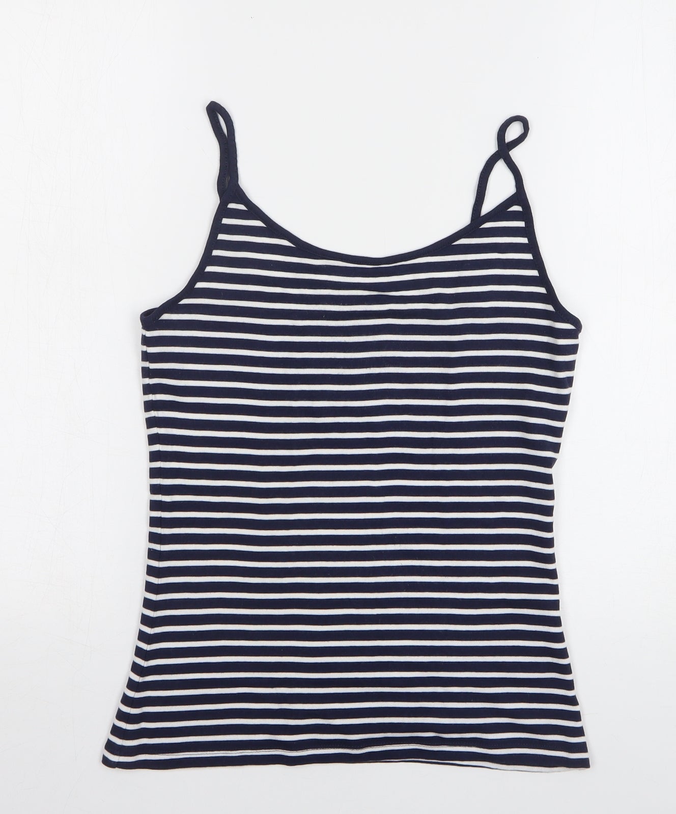 TU Womens Blue Striped Cotton Camisole Tank Size 16 Round Neck