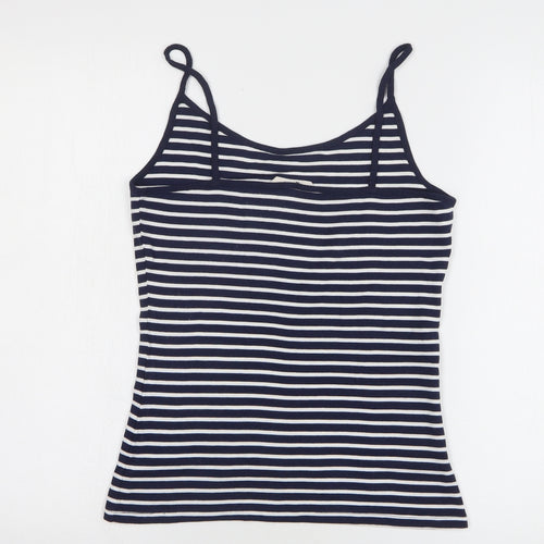 TU Womens Blue Striped Cotton Camisole Tank Size 16 Round Neck