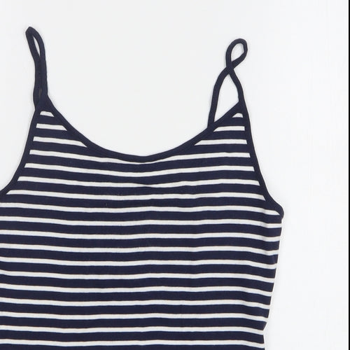 TU Womens Blue Striped Cotton Camisole Tank Size 16 Round Neck