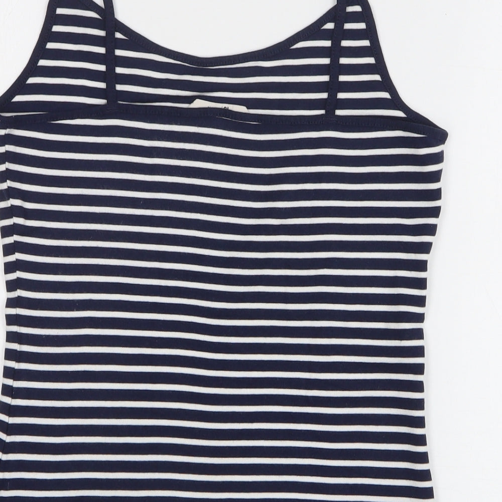 TU Womens Blue Striped Cotton Camisole Tank Size 16 Round Neck