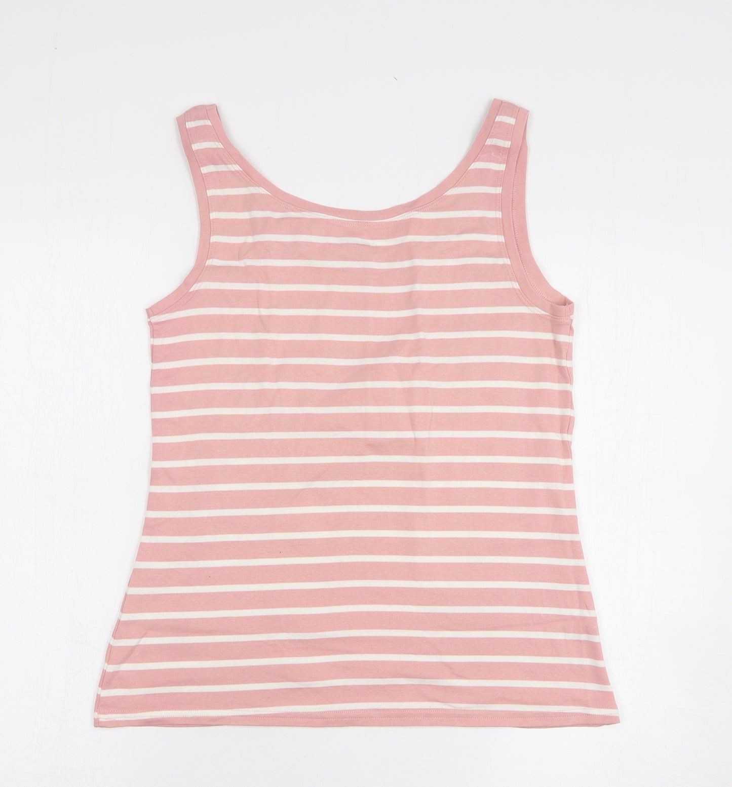 Nutmeg Womens Pink Striped Cotton Basic Tank Size 16 Round Neck