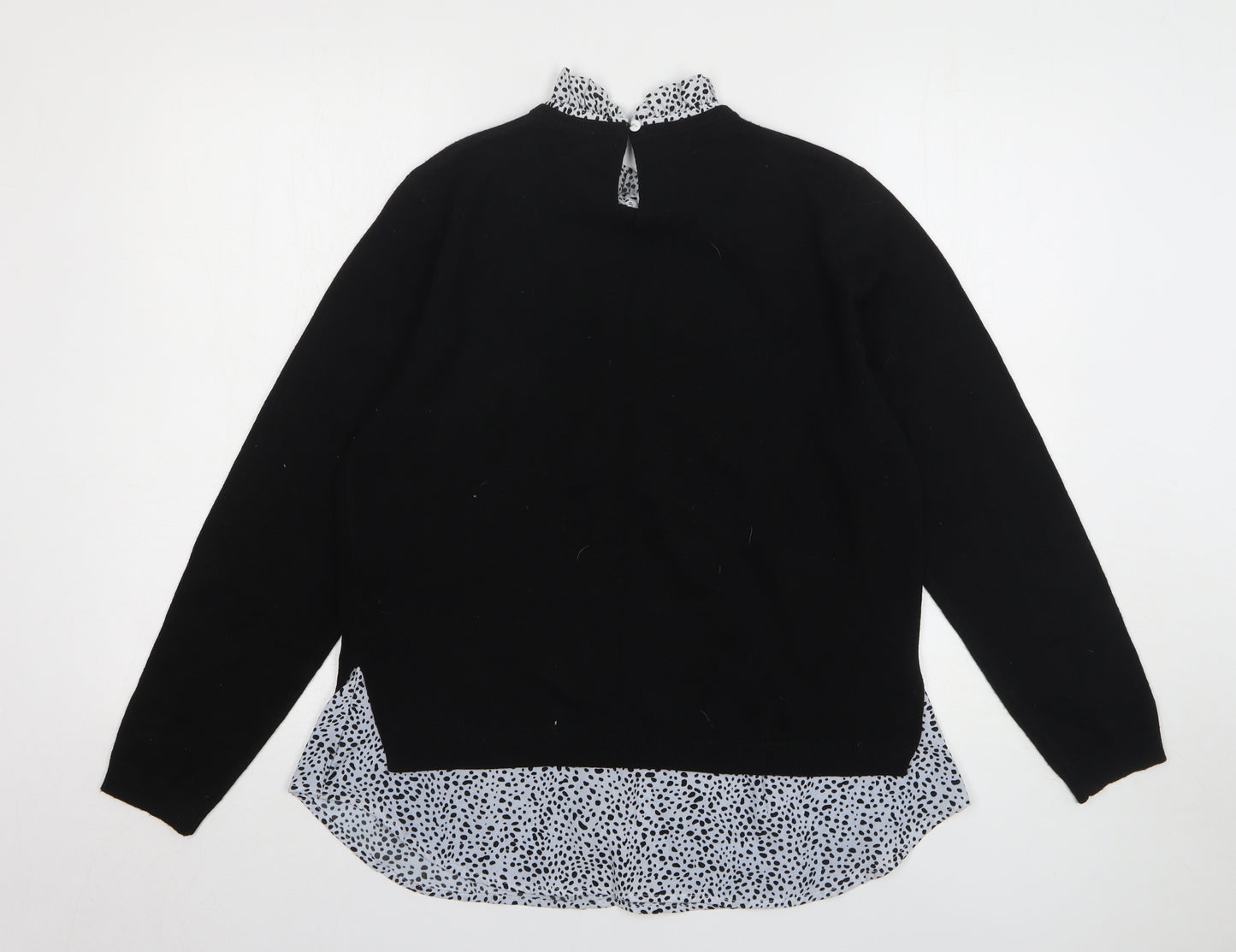 Papaya Womens Black High Neck Animal Print Acrylic Pullover Jumper Size 14