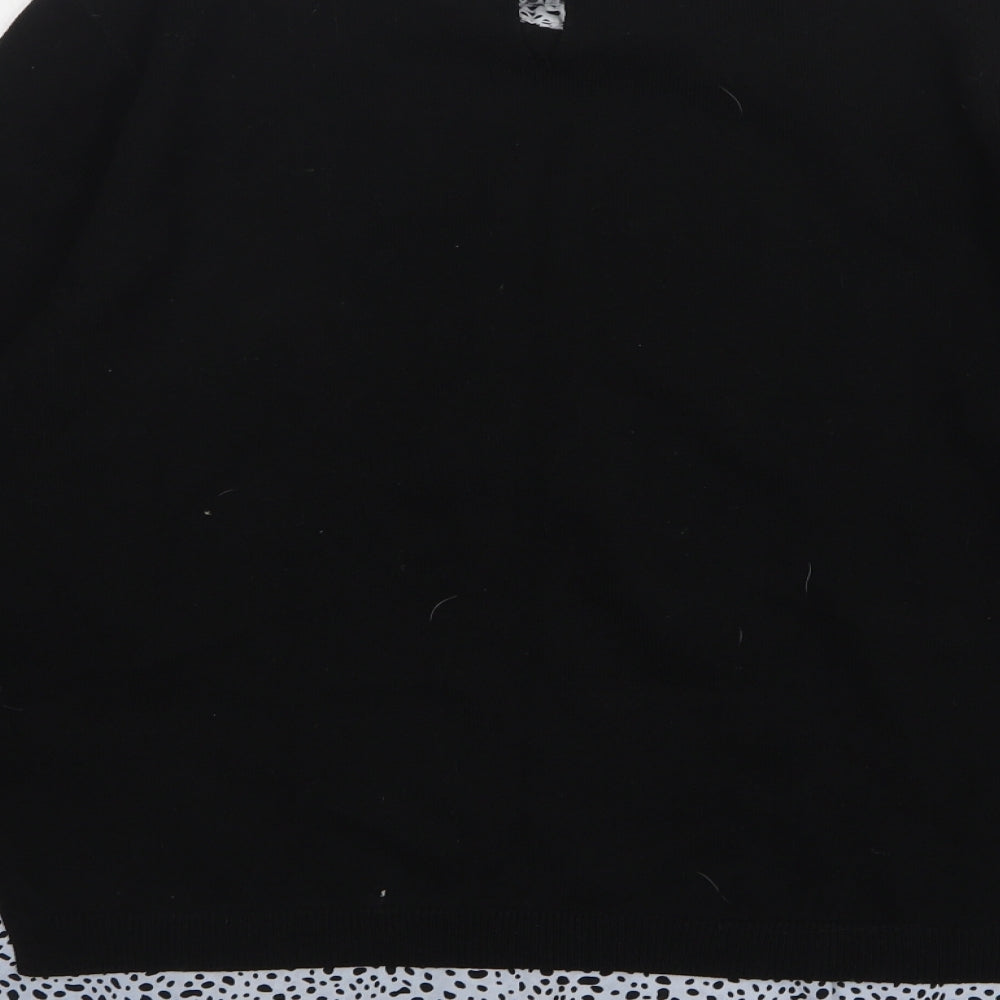 Papaya Womens Black High Neck Animal Print Acrylic Pullover Jumper Size 14