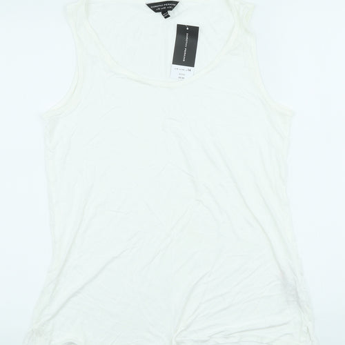 Dorothy Perkins Womens White Viscose Basic Tank Size 14 Scoop Neck