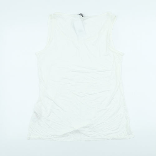 Dorothy Perkins Womens White Viscose Basic Tank Size 14 Scoop Neck