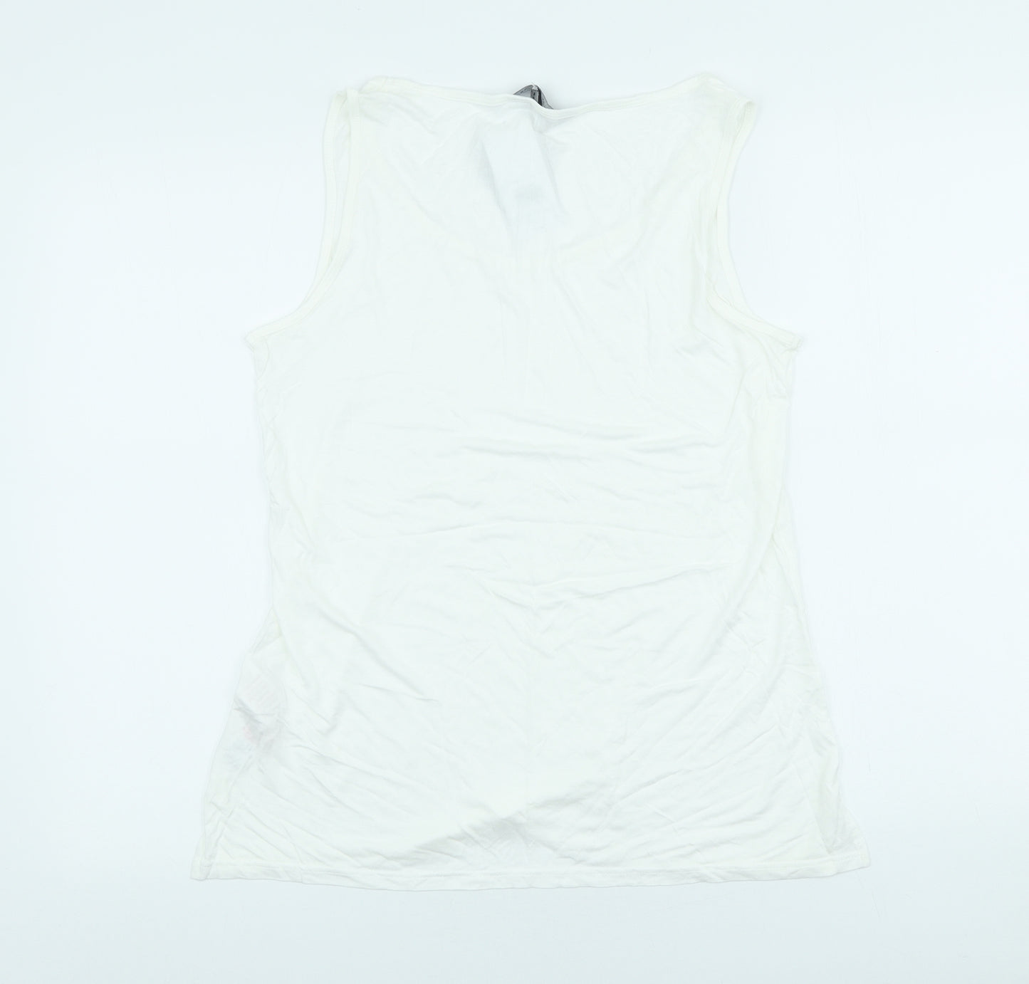 Dorothy Perkins Womens White Viscose Basic Tank Size 14 Scoop Neck