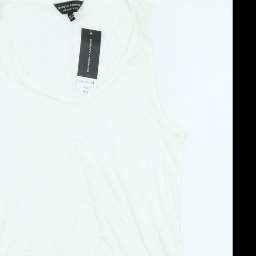 Dorothy Perkins Womens White Viscose Basic Tank Size 14 Scoop Neck