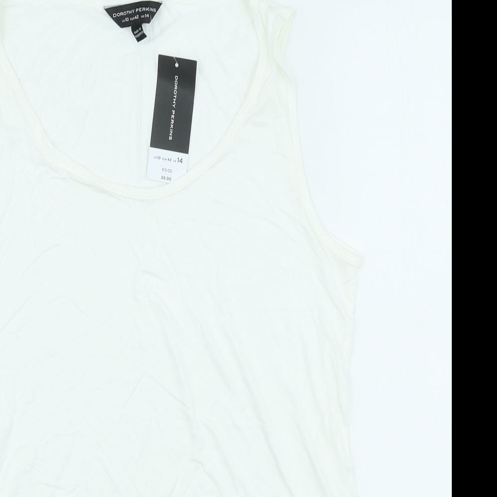 Dorothy Perkins Womens White Viscose Basic Tank Size 14 Scoop Neck