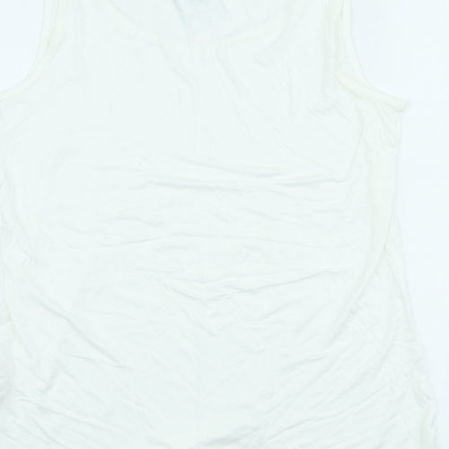 Dorothy Perkins Womens White Viscose Basic Tank Size 14 Scoop Neck
