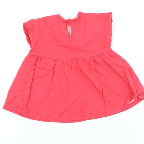 George Girls Pink 100% Cotton Skater Dress Size 6-9 Months High Neck - Minnie Mouse
