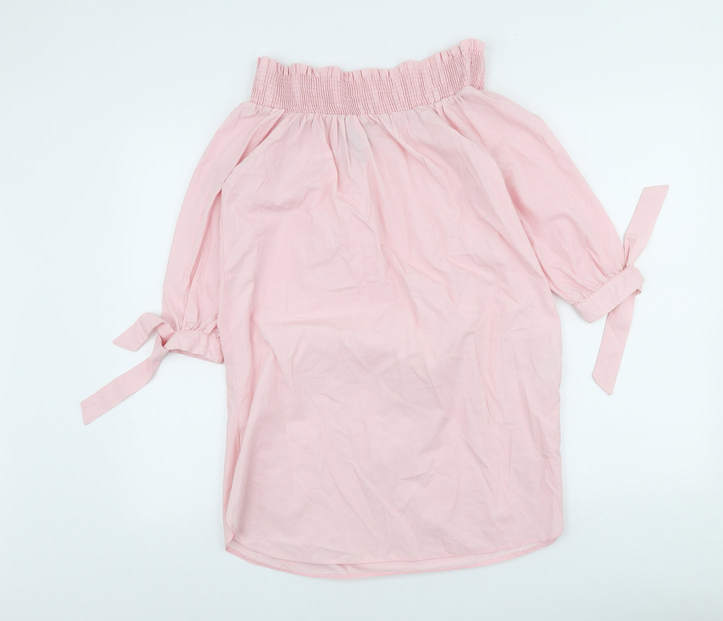 New Look Womens Pink 100% Cotton Sheath Size 12 Off the Shoulder
