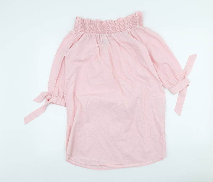 New Look Womens Pink 100% Cotton Sheath Size 12 Off the Shoulder