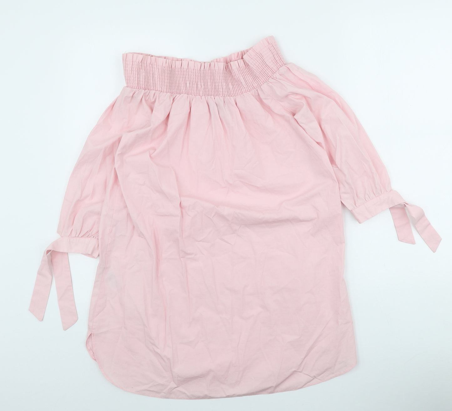 New Look Womens Pink 100% Cotton Sheath Size 12 Off the Shoulder