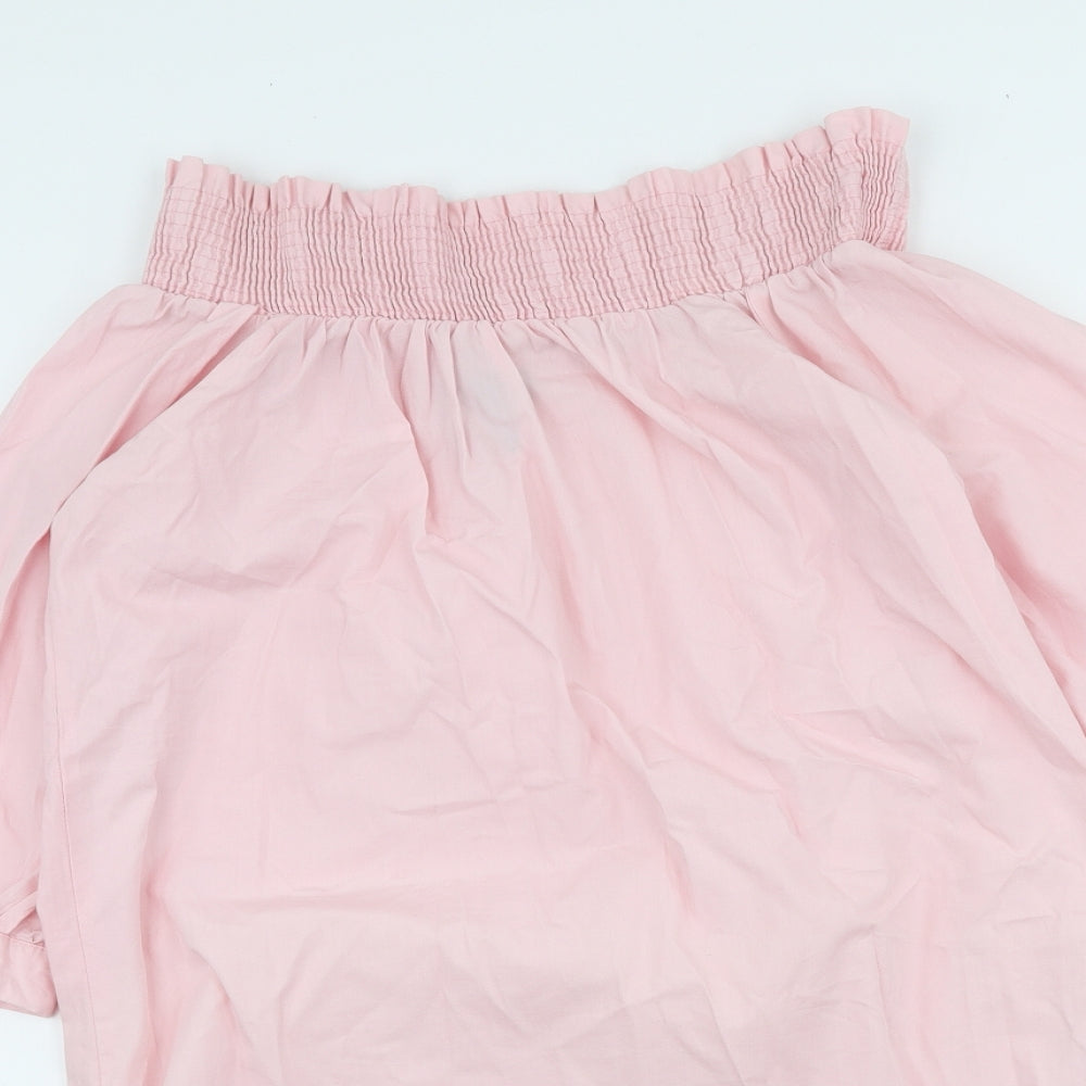 New Look Womens Pink 100% Cotton Sheath Size 12 Off the Shoulder