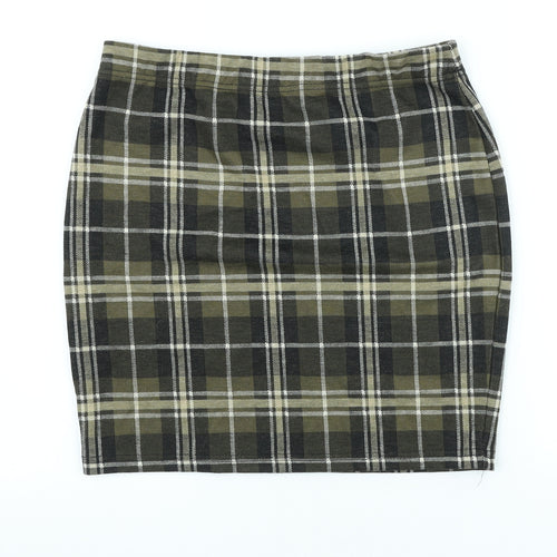 Select Womens Green Plaid Polyester Straight & Pencil Skirt Size 12