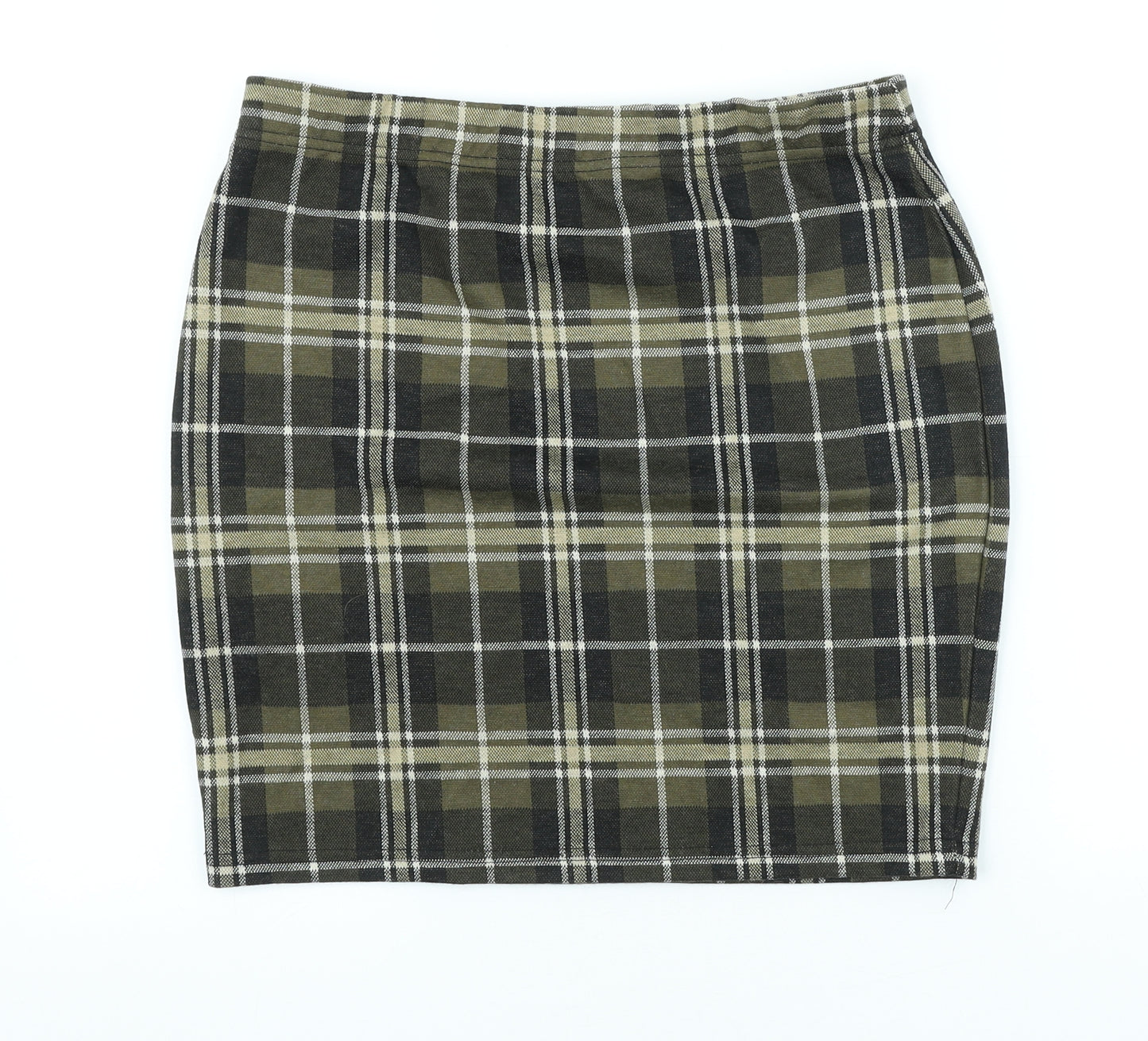 Select Womens Green Plaid Polyester Straight & Pencil Skirt Size 12