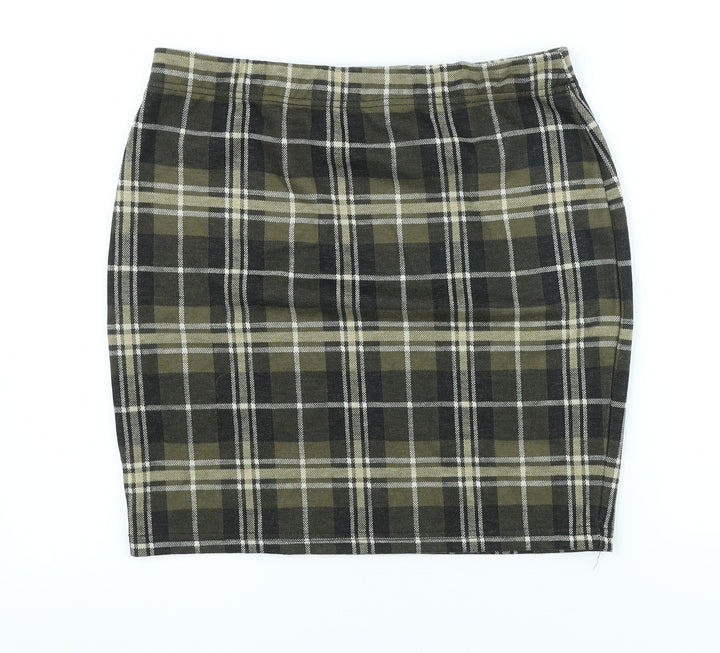 Select Womens Green Plaid Polyester Straight & Pencil Skirt Size 12