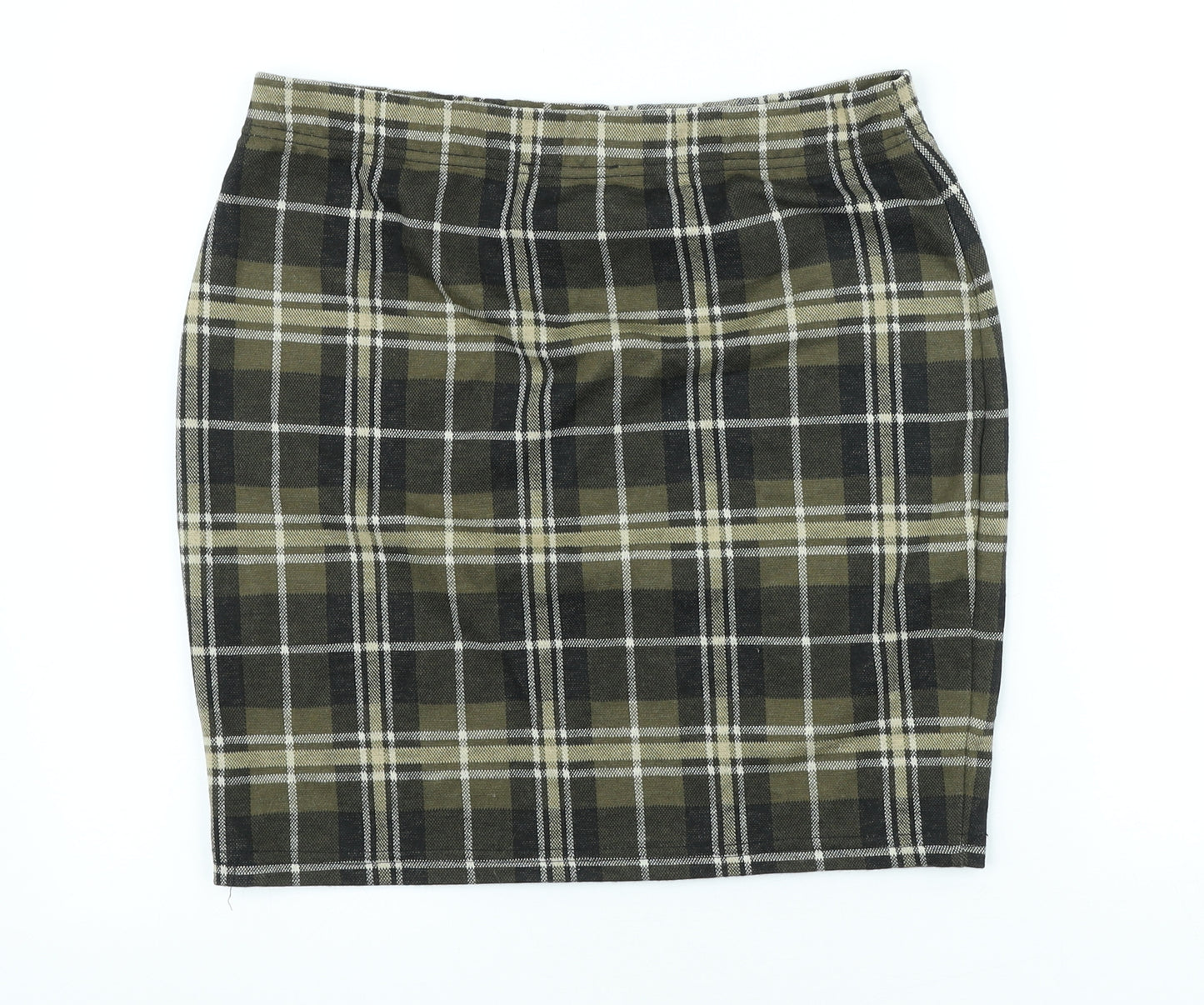 Select Womens Green Plaid Polyester Straight & Pencil Skirt Size 12