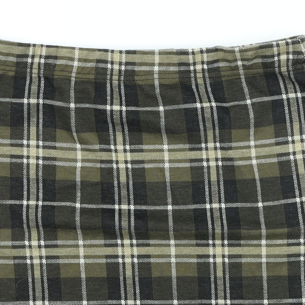 Select Womens Green Plaid Polyester Straight & Pencil Skirt Size 12