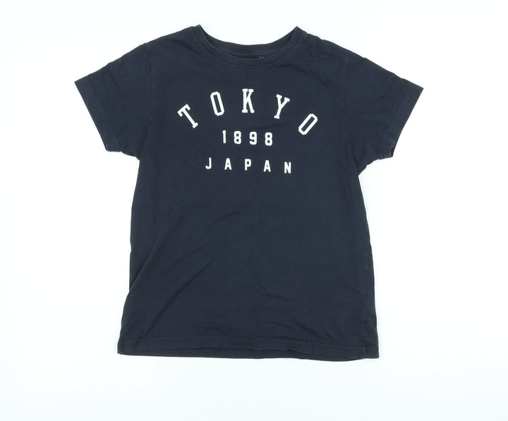 Primark Boys Blue 100% Cotton Pullover T-Shirt Size 9-10 Years Crew Neck