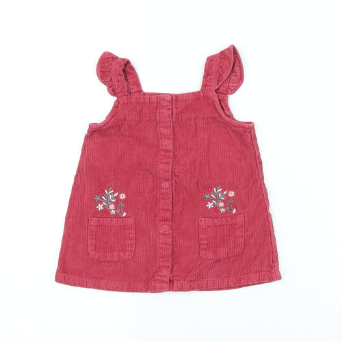George Girls Pink Cotton A-Line Size 3-6 Months Square Neck