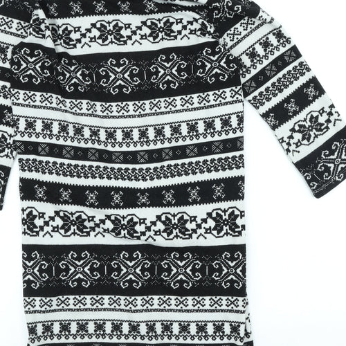 Peacocks Womens Multicoloured Geometric Polyester Pencil Dress Size 12 Roll Neck