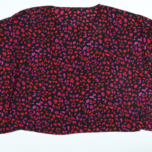 So Fabulous Womens Black Geometric Polyester Basic Blouse Size 22 Round Neck